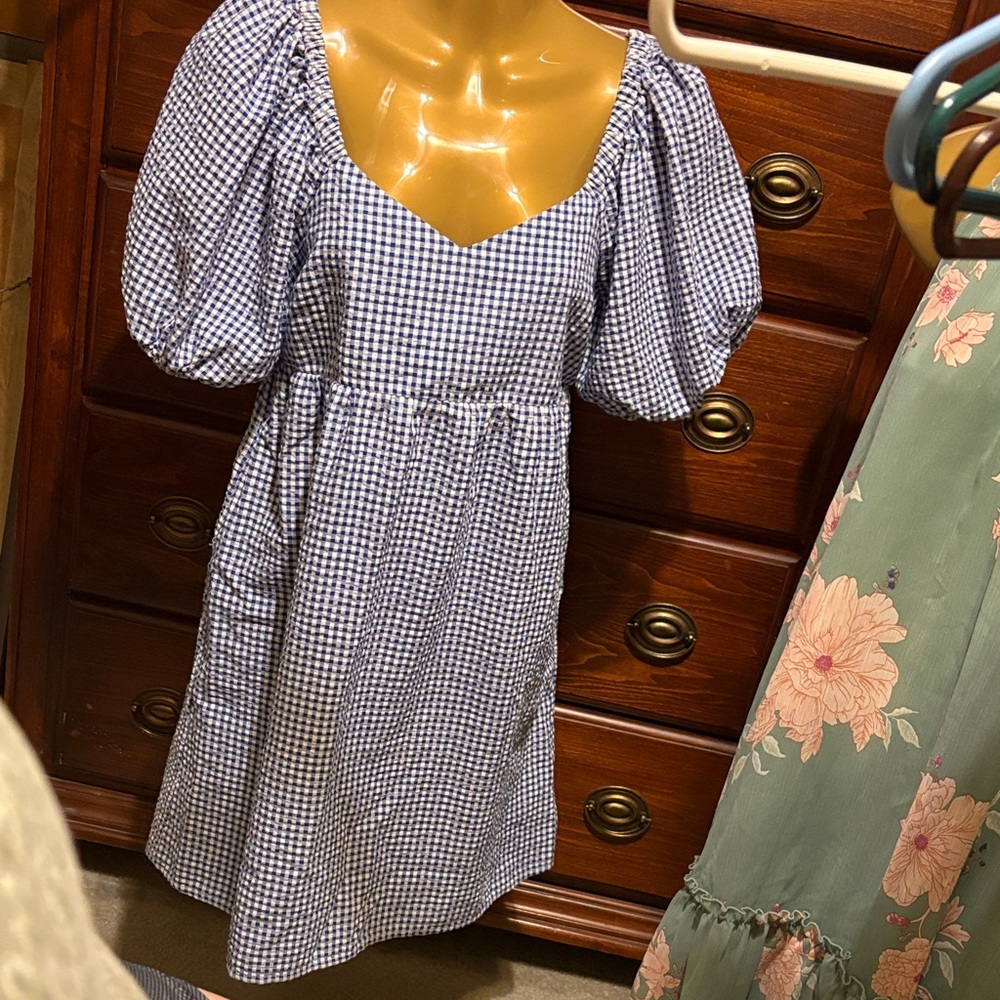 Old Navy Blue and White Gingham Dress